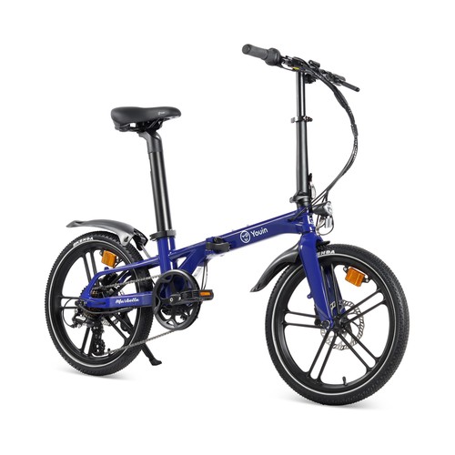 Bicicleta eléctrica plegable YOUIN Marbella Azul, 250W, ruedas 20", autonomía 40Km..