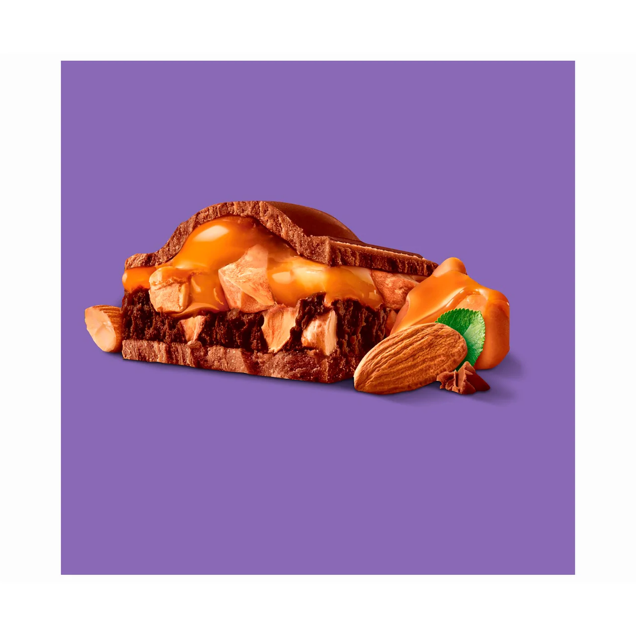 Chocolate con leche, almendras, crema y caramelo 300 g.