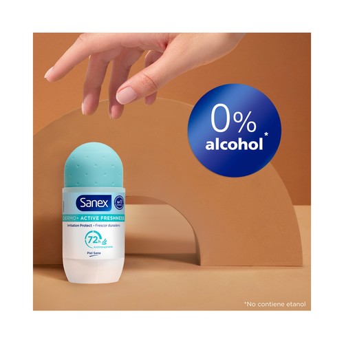 SANEX Dermo+ active freshness Desodorante roll on para mujer antitranspirante hasta 72 horas 50 ml.