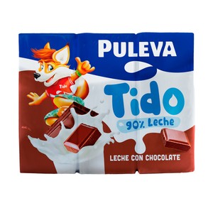 PULEVA Batido con sabor a chocolate, elaborado con un 90% de leche 6 x 200 ml.