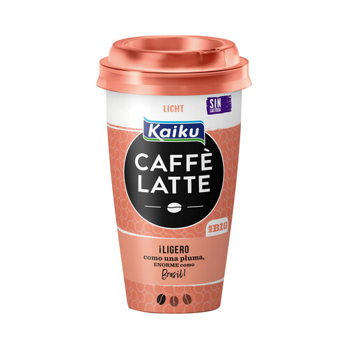 Bebida ligera de café arábica de Brásil con un toque de leche y sin lactosa KAIKU Caffe latte 370 ml.