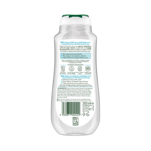 TIMOTEI Champú hidratante con aceite de coco y aloe vera, sin siliconas 300 ml.