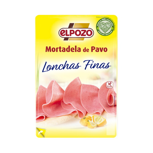 Mortadela de pavo cortada en finas lonchas EL POZO 100 g.