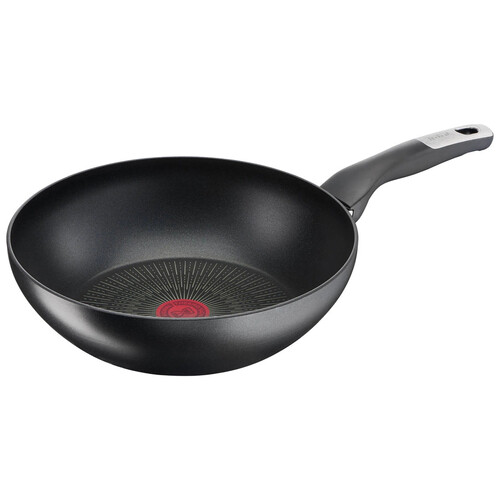Wok de 28cm de aluminio forjado con antiadherente Titanium, apto para inducción, TEFAL.