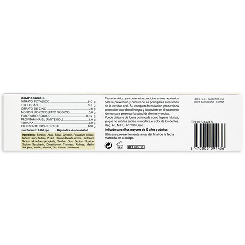 LACER Oros Pasta dentífrica con flúor 125 ml.