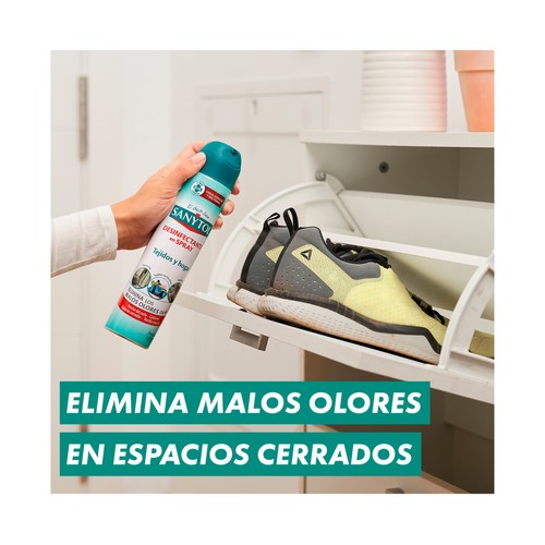SANYTOL Spray eliminador de olores y desinfectante de tejidos y hogar con aroma a flor de algodón 300 ml.