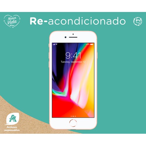 Smartphone 11,93cm (4,7") iPhone 8 oro (REACONDICIONADO), Chip A11 Bionic, 256GB, 12Mpx, vídeo en 4K, iOS 11.