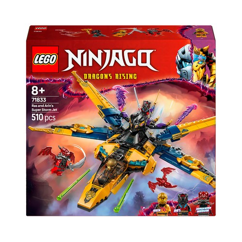 LEGO Ninjago 71833, Super Jet de la Tormenta de Ras y Arin, 510 pcs +8 Años
