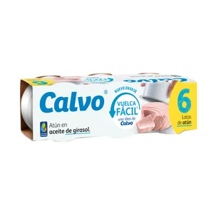 CALVO Atún claro en aceite de girasol lata de pack de 6 uds. 52 g
