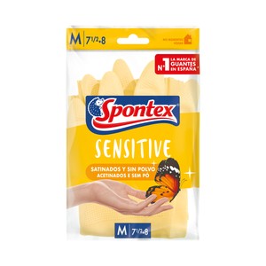 Spontex Guantes de Látex Satinado Talla M 7-7 1/2 Spontex Sensitive 1 Par