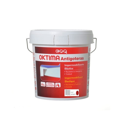 Pintura exterior antigoteras color rojo. Recubrimiento acrílico al agua de gran elasticidad. CPP.