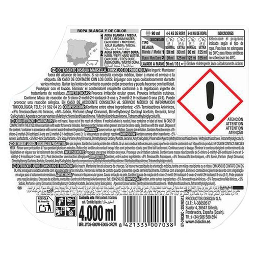 DISICLIN Detergente líquido jabón natural marsella 80 DS