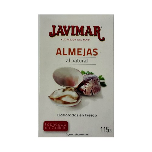 JAVIMAR Conserva de almejas al natural elaboradas en fresco lata de 63 g.