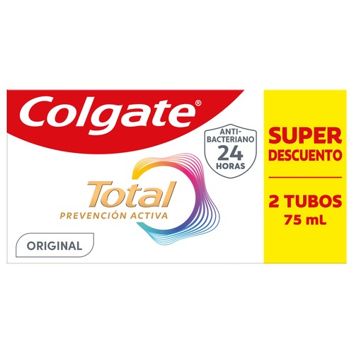 COLGATE Total prevención activa Pasta de dientes con protección 8 en 1 2 x 75 ml.
