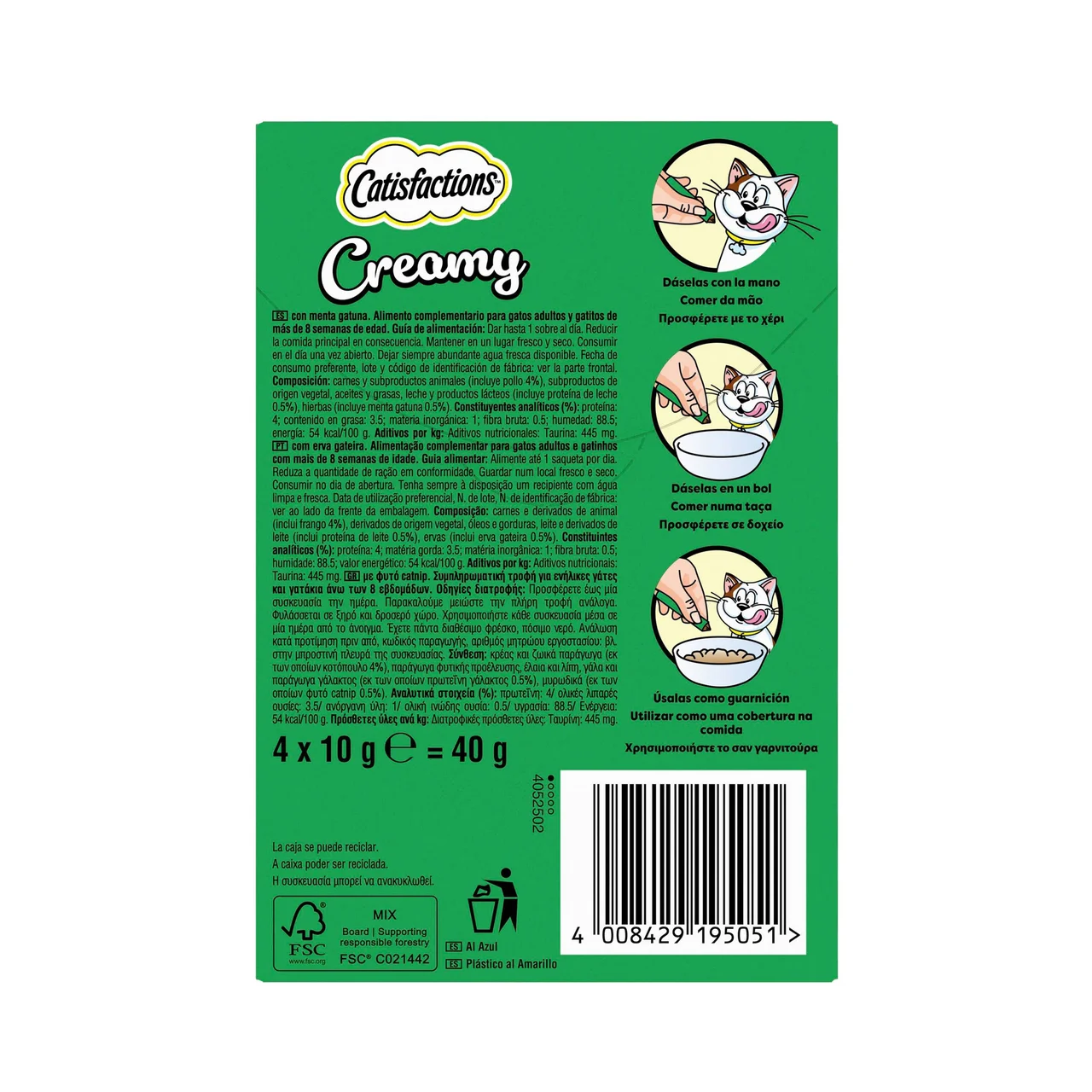 Snack de gato creamy catnip 4 und 40 gr