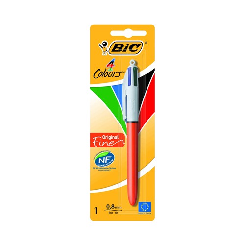 Bolígrafo retráctil roller, punta media, grosor 0.8mm, varios colores BIC 4 colours fine.