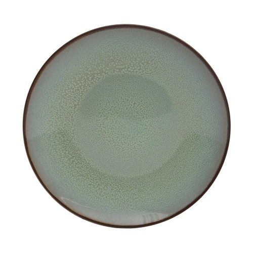 Plato de postre fabricado en gres bicolor, verde y blanco, 20cm., STONEWARE.