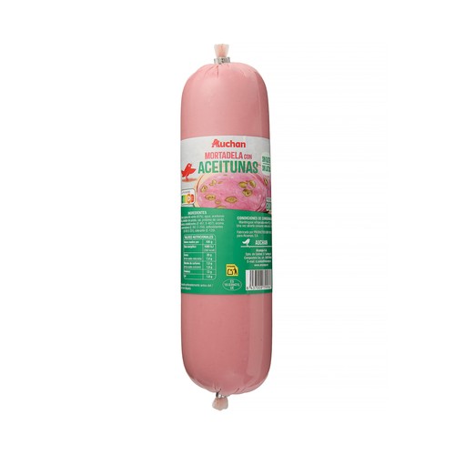 AUCHAN Mortadela con aceitunas elaborada sin gluten y sin lactosa 800 g Producto Alcampo.