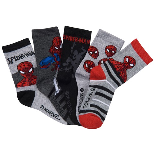 Lote de 5 pares de calcetines para niño SPIDERMAN, talla 27/30.