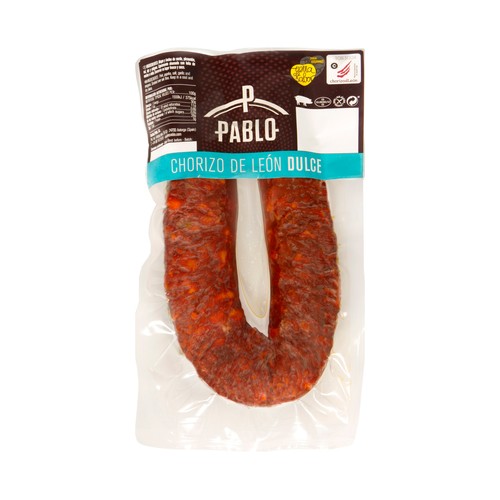 CECINAS PABLO Chorizo dulce de León, elaborado sin gluten CECINAS PABLO 450 g.