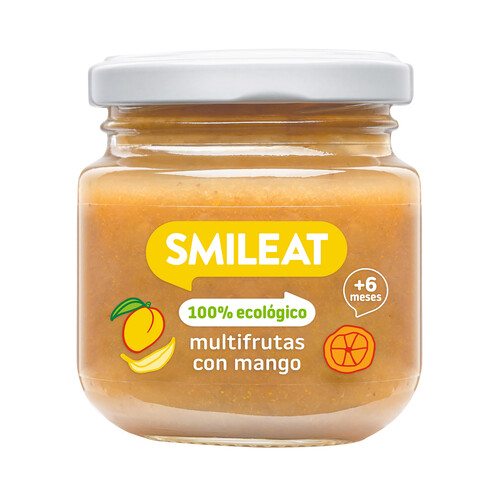 SMILEAT Tarrito multifruta con mango, de procedencia 100% ecológica, a partir de 6 meses 130 g.