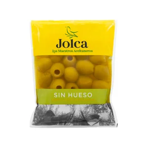 JOLCA Aceitunas verdes manzanilla fina sin hueso bolsa de 75 g.