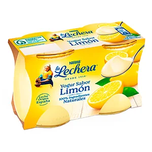 LA LECHERA Yogur cremoso con sabor a limón elaborado con leche entera de origen España de Nestlé 2 x 125 g.