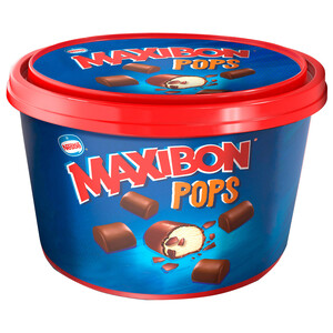 MAXIBON Mini bombones rellenos de helado de vainilla y recubiertos de chocolate MAXIBON Pops 250 ml.