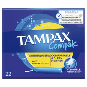 Imagen de TAMPAX Tampones regular con aplicador TAMPAX Compak 22 uds