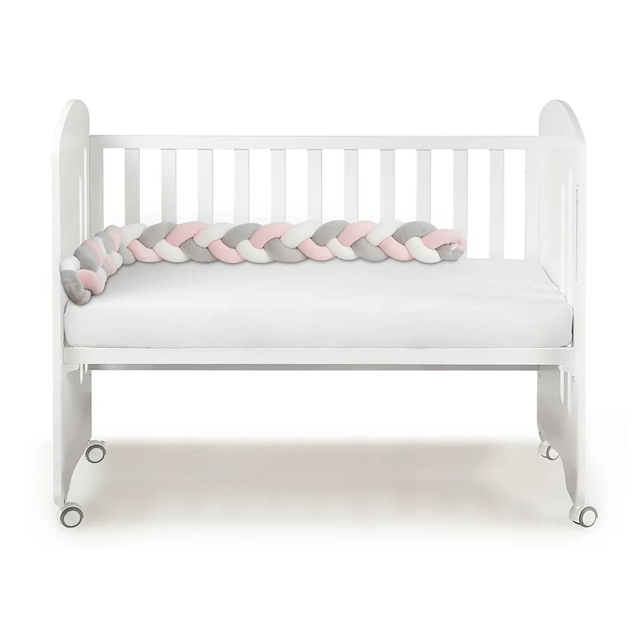 Trenza decorativa, reductor antivuelco, color rosa y gris, INTERBABY.