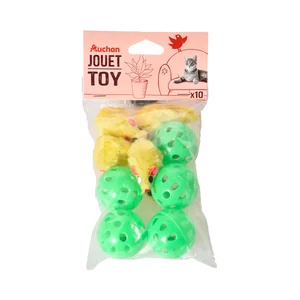 PRODUCTO ALCAMPO Bolsa de juguetes para gatos (5 ratones y 5 bolas).