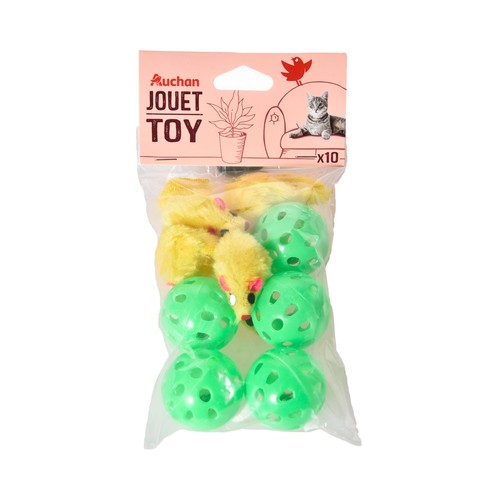 PRODUCTO ALCAMPO Bolsa de juguetes para gatos (5 ratones y 5 bolas).