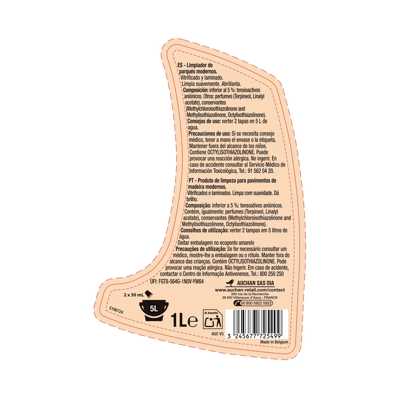 PRODUCTO ALCAMPO Limpiador de parqués modernos (vitrificado y laminado) 1 l.