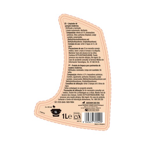 PRODUCTO ALCAMPO Limpiador de parqués modernos (vitrificado y laminado) 1 l.