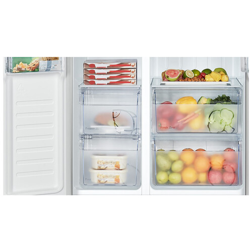 Frigorífico americano HISENSE RS677N4AWF, clasificación energética: F, H: 178,6cm, A: 91cm, F: 64,6cm, capacidad total: 519L.