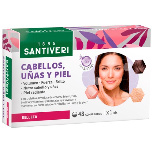 SANTIVERI Complemento alimenticio para un pelo y uñas fuertes y una piel radiante 48 uds.