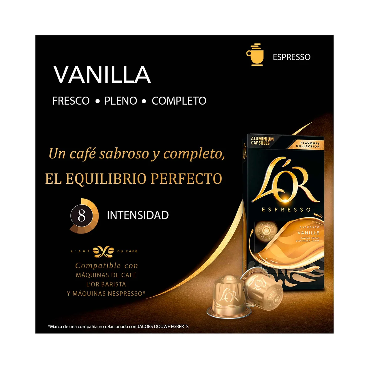 L"OR Café en cápsulas sabor vainilla 10 uds. 52 g.