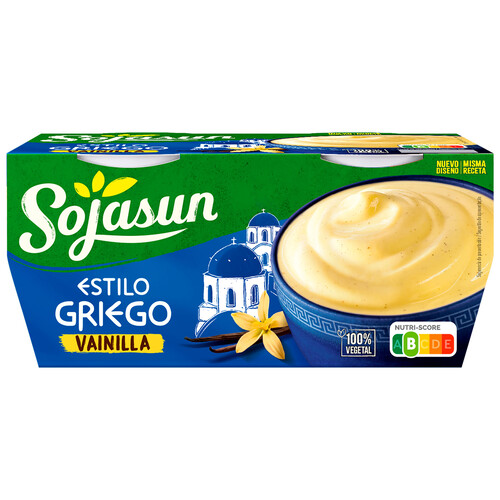 Especialidad de soja fermentada textura griego, sin azúcar y con sabor a vainilla SOJASUN 4 x 125 g.