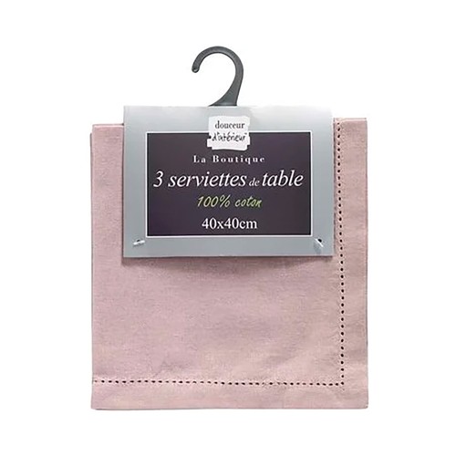 Servilletas 3 pzas 40x40cm algodon beige. U10