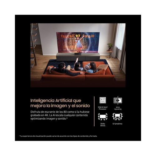Televisión 165,1cm (65"") QD MINILED SAMSUNG TQ65QNE1F, 4K, Tizen, Dolby audio,  2 x USB, 4HDMI, color negro, 144Hz.