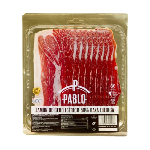PABLO Jamón de cebo Ibérico (50% raza ibérica) en lonchas 150 g. 