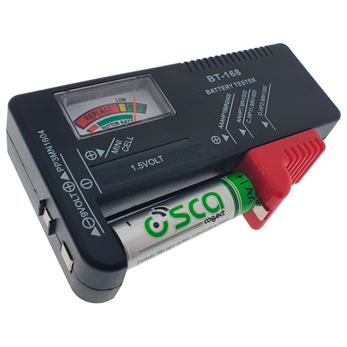 Comprobador carga pilas AA AAA botón y 9V. OSCA CONNECT