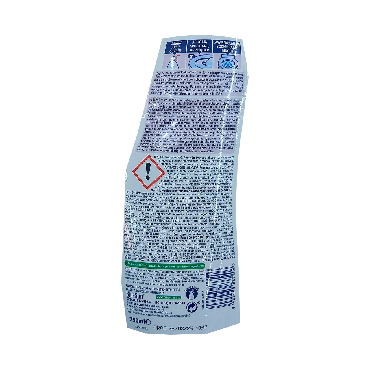 AMBIPUR Limpiador para WC en gel flores blancas, para una limpieza y brillo sorprendente 750 ml