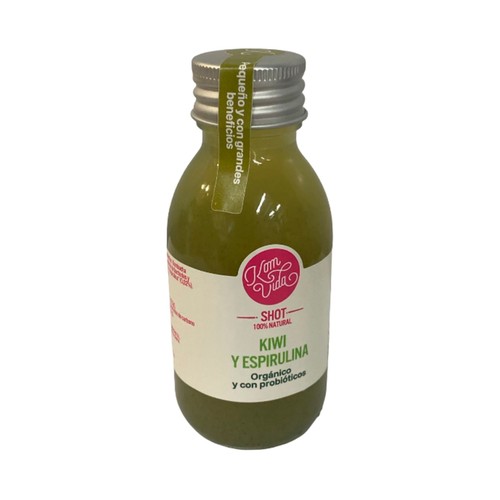 KOMVIDA Kombucha ecológica con probióticos, kiwi y espirulina  botella 100 ml.