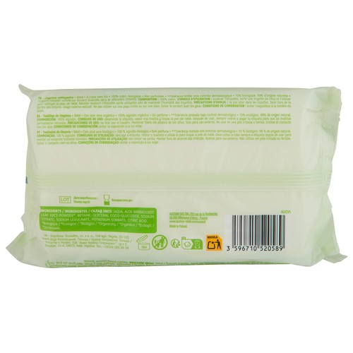 ALCAMPO BABY Bio Toallitas húmedas para bebé con algodón y aloe vera ecológicos 64 uds.
