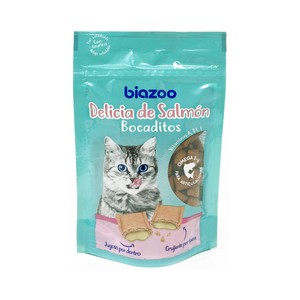 Imagen de BIAZOO Bocaditos para gatos con sabor a delicias de salmón BIAZOO 60 g.