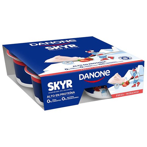 DANONE Skyr de fresa con alto contenido en proteína y 0% materia grasa 4 x 100 g.