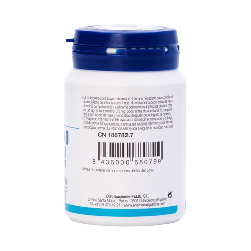 ANA MARIA LAJUSTICIA® Complemento alimenticio a base de triptógano, melatonina, magnesio y vitamina B6 60 uds.
