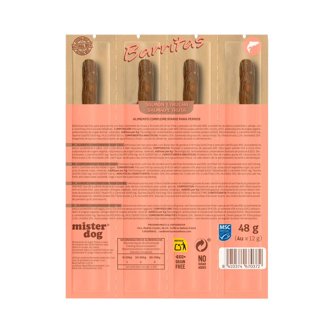 Barritas para perro de salmón 4X12g
