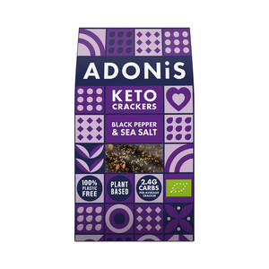 Imagen de ADONIS Crakers keto ecológicos con sal marina y pimienta negra 60 g.